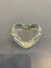 BEAUTIFUL VTG Orrefors SWEDEN Crystal Heart Shaped Paperweight W/LABEL 3"L