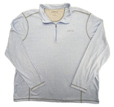 Orvis Pullover Mens 2XL XXL Blue Quarter Zip LS Lightweight Sweater Logos