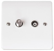 Isolated Satellite & Coaxial Sockets, 2 Gang, White - CMA157