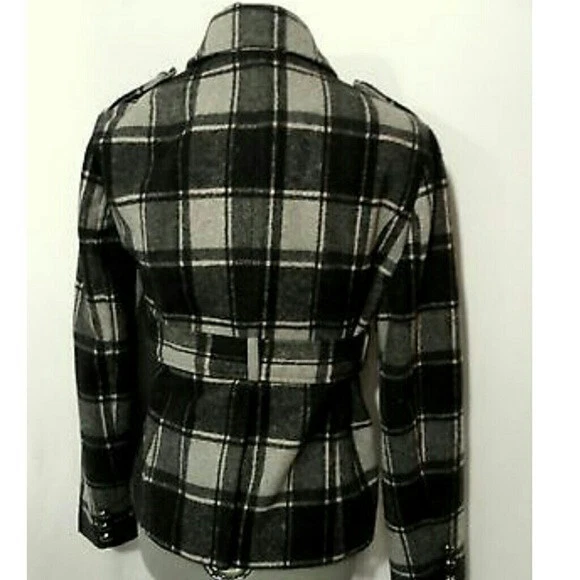 FOREVER 21 Chaquetón de Lana Mujer Pequeño Negro Gris Acogedora Chaqueta de Invierno Doble Pecho Foto 4 de 4