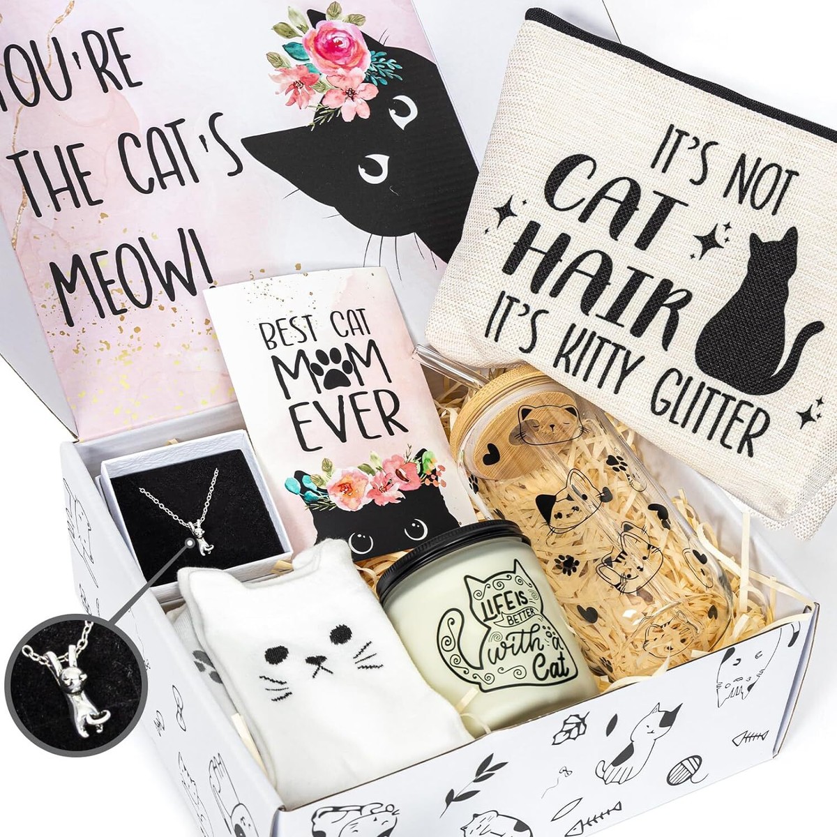 Cat Lover Gifts For Women, Funny Lovers, Best Black/White