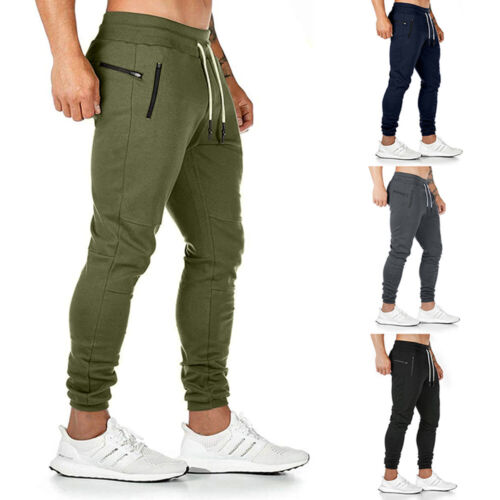 Men's Slim Fit Tracksuit Bottoms Skinny Jogging Joggers Sweat Pants Gym Trousers - Picture 1 of 20