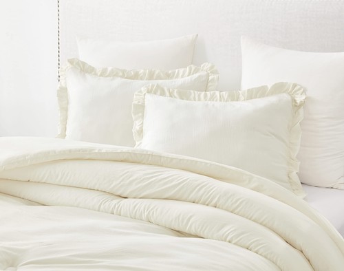 Chezmoi Collection Nora 3-Piece Ruffled Edge Trim Soft Washed Microfiber Comf... - Picture 2 of 7