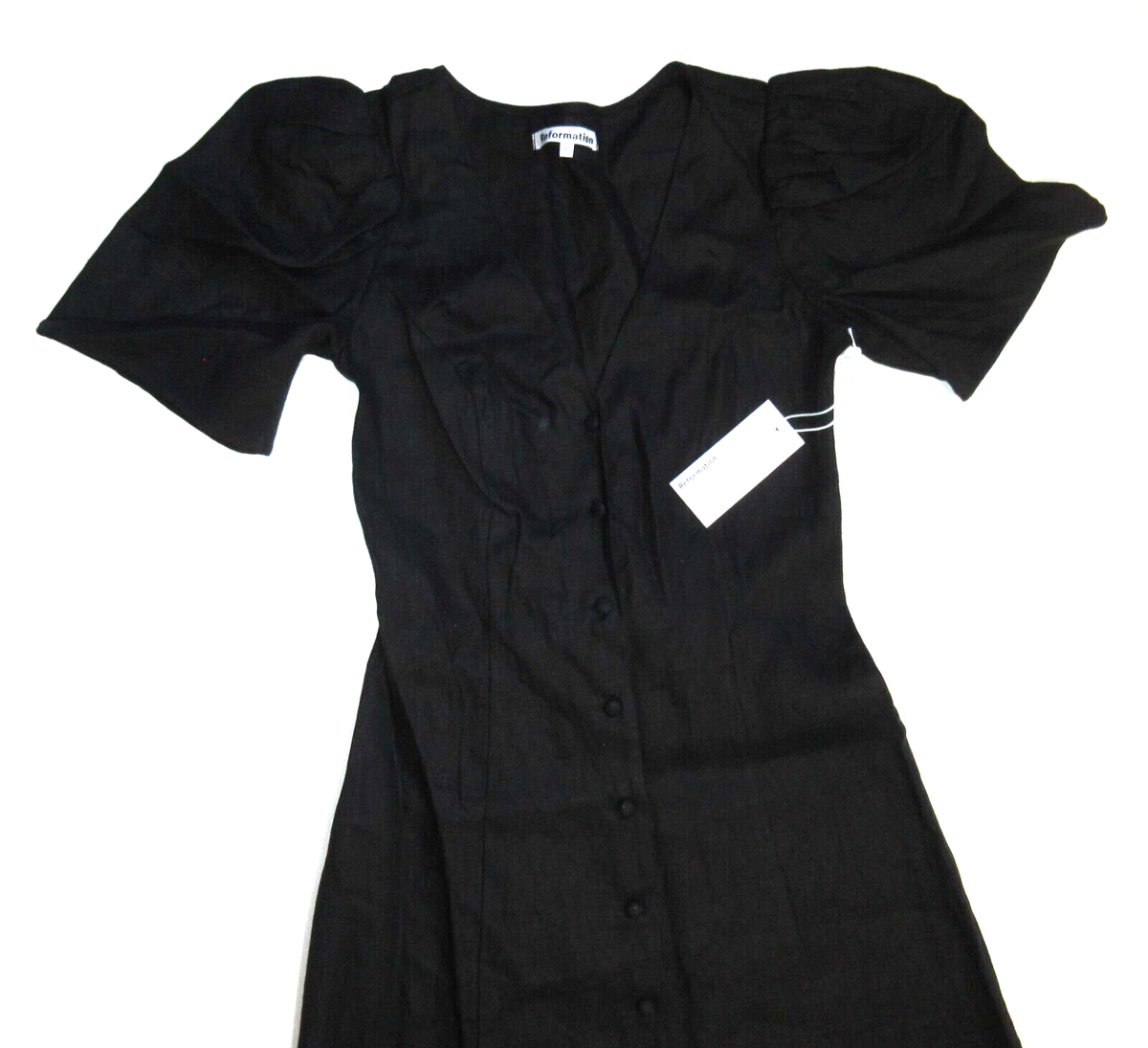 NWT Reformation Newbury in Black Linen Puff Sleeve Midi Shirt Dress 2 $218  | eBay