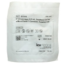 LOT OF 6 ICU MEDICAL B3304 SMALLBORE 5" EXP 10/01/2021 FOR TRAINING OR RESEARCH