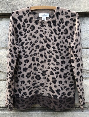 Leopard Weave 100% Cashmere M MAGASCHONI LS KNIT SWEATER TOP LaRge | eBay