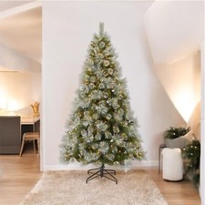 6ft Pre-Lit Glistening Mountain Pine Christmas Tree - LED Lights, Easy Setup