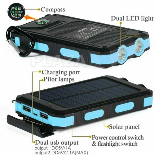 300000mAh Portable Solar Panel Dual USB External Battery Power Bank Pack Charger - 第 3/10 張圖片
