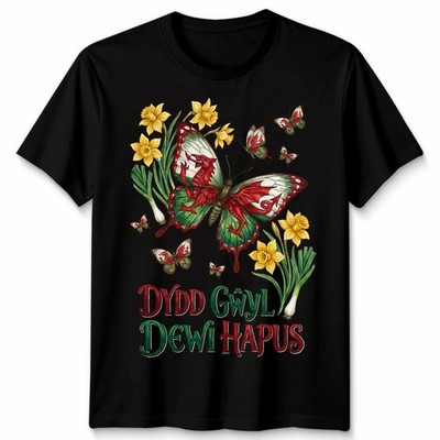 St Davids Day Kinder Shirt walisische Flagge Narzissen Lauch Nationalfeiertag Bekleidung