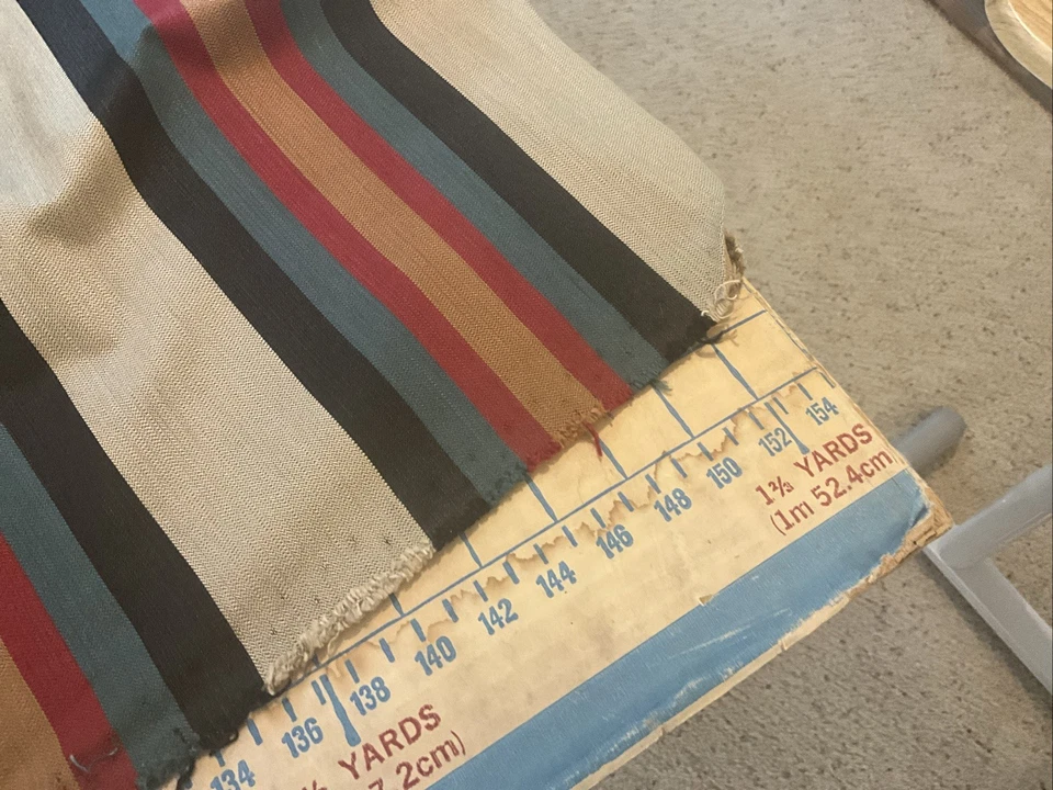 "Tela de tapicería a rayas jacquard rojo azul marino verde azulado beige naranja | 1,5 yardas x 57""" Foto 3 de 3