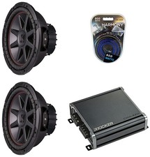Kicker 43CVR122 400W RMS Sub, Kicker 46CXA4001 800W Sub Amp 8 Gauge Amp Kit