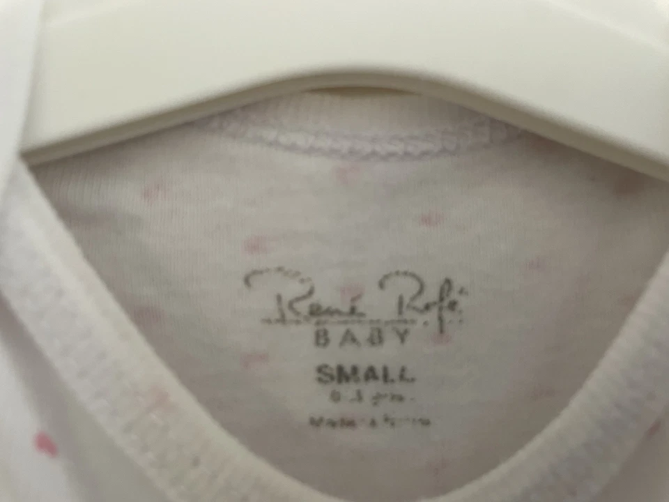 Body Rene Rofe Bebé Niñas Todo Corazones 100% Algodón Manga Corta Blanco 0-3M Foto 2 de 4