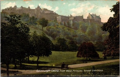 F Hartmann Postcard Edinburgh Castle From West Princes Street Gardens Vintage