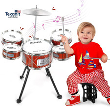 Toy Drum Kit for Kids 3-5 Upgraded Toddler Rock Drum Set with 5 Drums Musical In