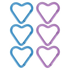 Heart Shaped Hook Clips 6 Pack - Keychain Clip Sky Blue/Light Purple