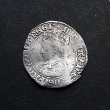 1553-1554 Queen Mary Silver Groat Coin - Mint Mark Pomegranate