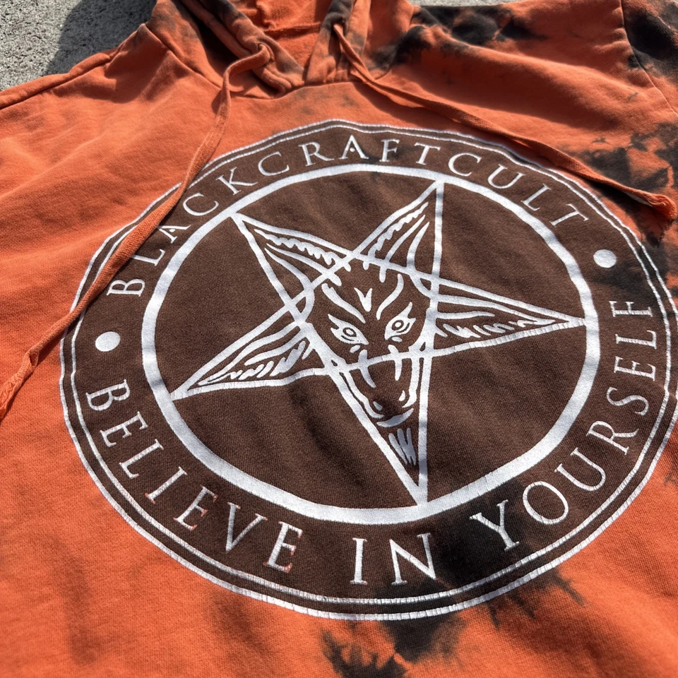 Sudadera con Capucha Black Craft Cult Para Hombre XL Estampado Gráfico Naranja Negro Tie Dye Metal Gótico Foto 3 de 4