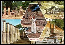 Torche olympique vintage Olympia Greece ruines anciennes chrome multi-vues po...