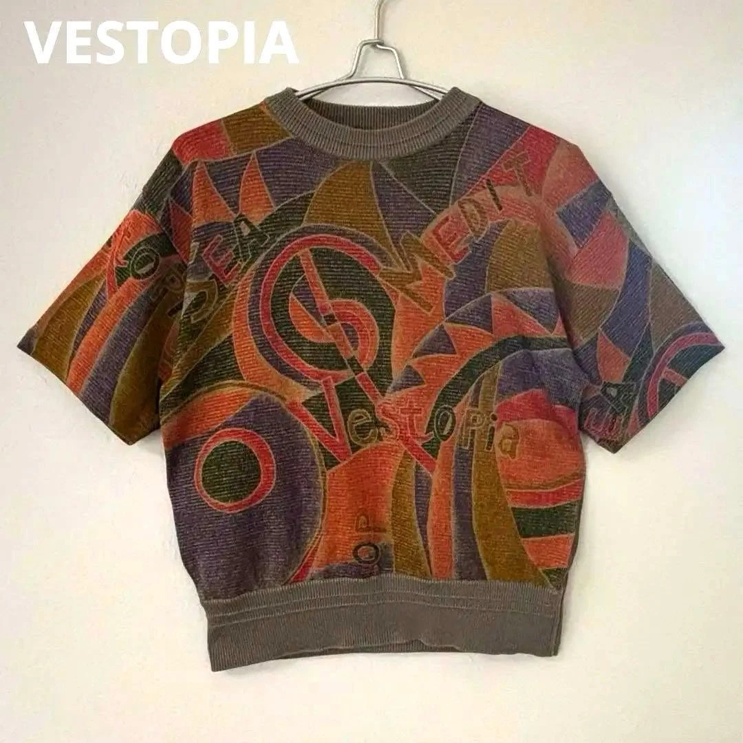 90s Vintage VESTOPIA Summer Knit Retro Art Pattern Size M image 1