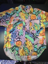 Vintage Guess Georges Marciano Rayon Button Down Shirt Made In USA Size S 23x32"