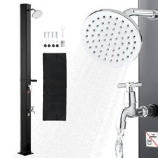 VEVOR 35L Solar Heated Shower with Foot Faucet Soap Box Rack Hot Cold Water