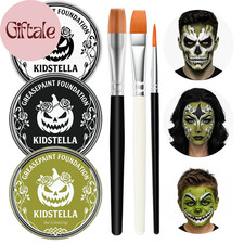 Black White Ogre Green Face Body Paint, Oil Based Halloween Makeup Set