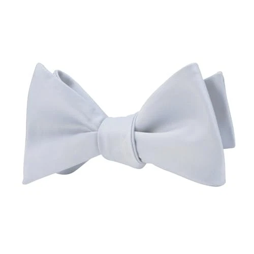  Mens Solid Bowtie Woven Self Tie Bow Ties Tuxedo & Wedding Bowties 836-silver - Image 3 of 4