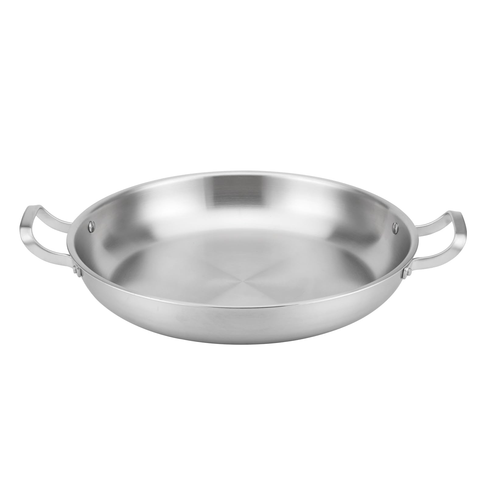 13 Inch Tri-Ply Stainless Steel Paella Pan With Lid, Big Frying Pan, kitchen ...