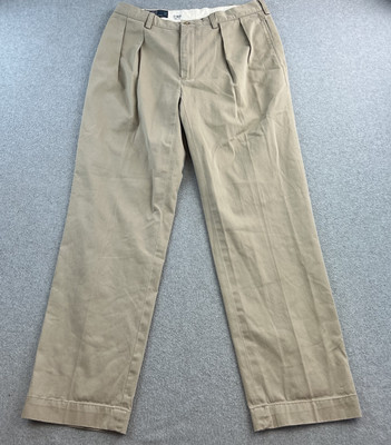 Polo Ralph Lauren Pants Mens 34X32 Beige Ethan Flat Front Casual Golf Chino