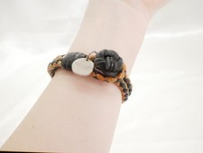 Autentico Bracciale Bottega Veneta Intrecciato Doppio Bracciale Marrone Made ...