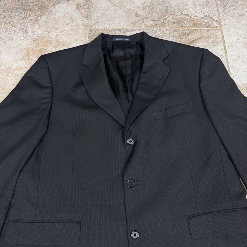 Daniel Cremieux Loro Piana Men’s 2-Piece Suit 44R / 36x31 Black Striped - Image 3 of 4