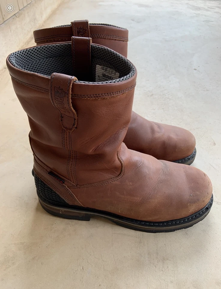 Botas Rocky Cuero Genuino Marrón Ancho Ancho Talla 12W Hombre Puntera Protección Foto 2 de 4