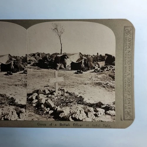 WW1 Military Stereoview C1916 Real Photo Turkey Gallipoli Sed El Bahr  Grave