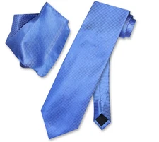 Antonio Ricci NeckTie Handkerchief Blue with Light Blue Ribbed Lines Neck Tie