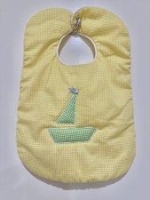Baby Bib Yellow Green Gingham Sailboat Blue Ribbon Appliqu  Baby Boy Vintage