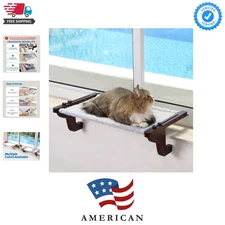 Luxury Cat Window Perch with Thick Sherpa Bed - Sturdy & Stylish, 23''W x 14''D