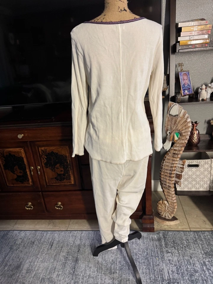 Camisa térmica SUNDANCE manga larga puntada adornada con pantalones para mujer talla XL Foto 3 de 4