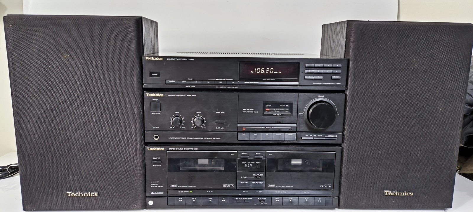 Technics SA-X900L Double Cassette Amplifier AM/FM Tuner with Speakers No Remote