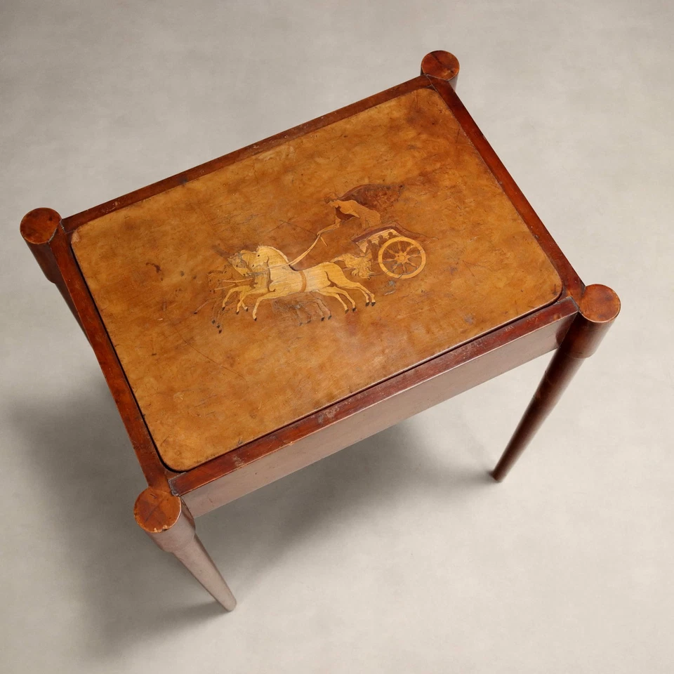 Table Basse Ancienne Acajou Décorations Italie du XIXe Siècle Originale - Photo 3/4