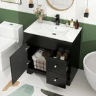 30"Bathroom Vanity Freestanding with Ceramic Sink, Storage Cabinet, Pop Up Drain