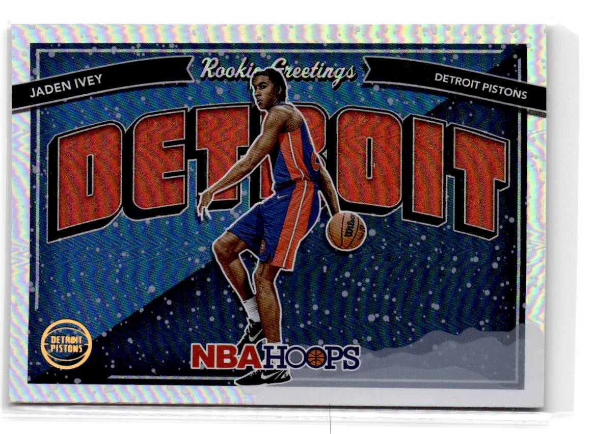2022-23 Hoops Winter Jaden Ivey RC #5 Rookie Greetings Holo Detroit Pistons