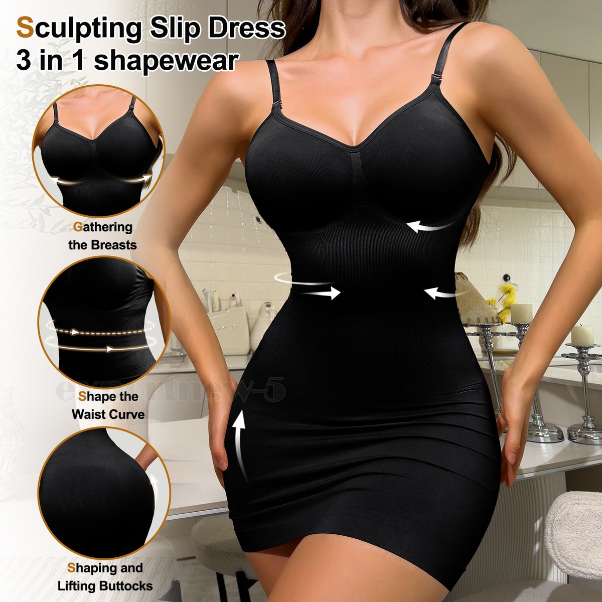 best shapewear dress black Slip for Under Dresses Tummy Control V Neck Body Shaper Full Slip US Atria Signature Colors:Blue Steel COLLECTION::WEEKEND Goddiva Lace Flutter Sleeve section for smoothing Fully