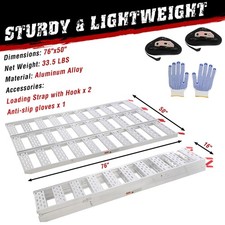 76x50" Aluminum Tri-Fold Ramp Treads 1500Lbs ATV Ramp Motorcycles Truck ATV UTV