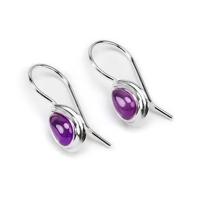 Natürlicher Amethyst Edelstein klassische Träne Haken Ohrringe Geschenk in 925 Sterlingsilber
