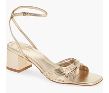 Reformation Emily Mignon Gold Ankle Strap Sandal Block Heel Shoes Size 8.5 New 