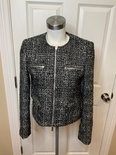 Michael Kors Gray Tweed Zip-Up Jacket, Size 8
