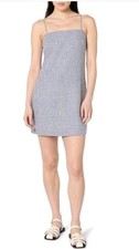 The Drop Women’s Seville Linen Mini Shift Dress Skipper Blue Gingham Lined Sz L