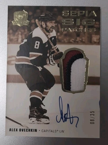 Alex Ovechkin 2022-23 Upper Deck The Cup Sepia Sig Patches 8/35 Jersey Numbered