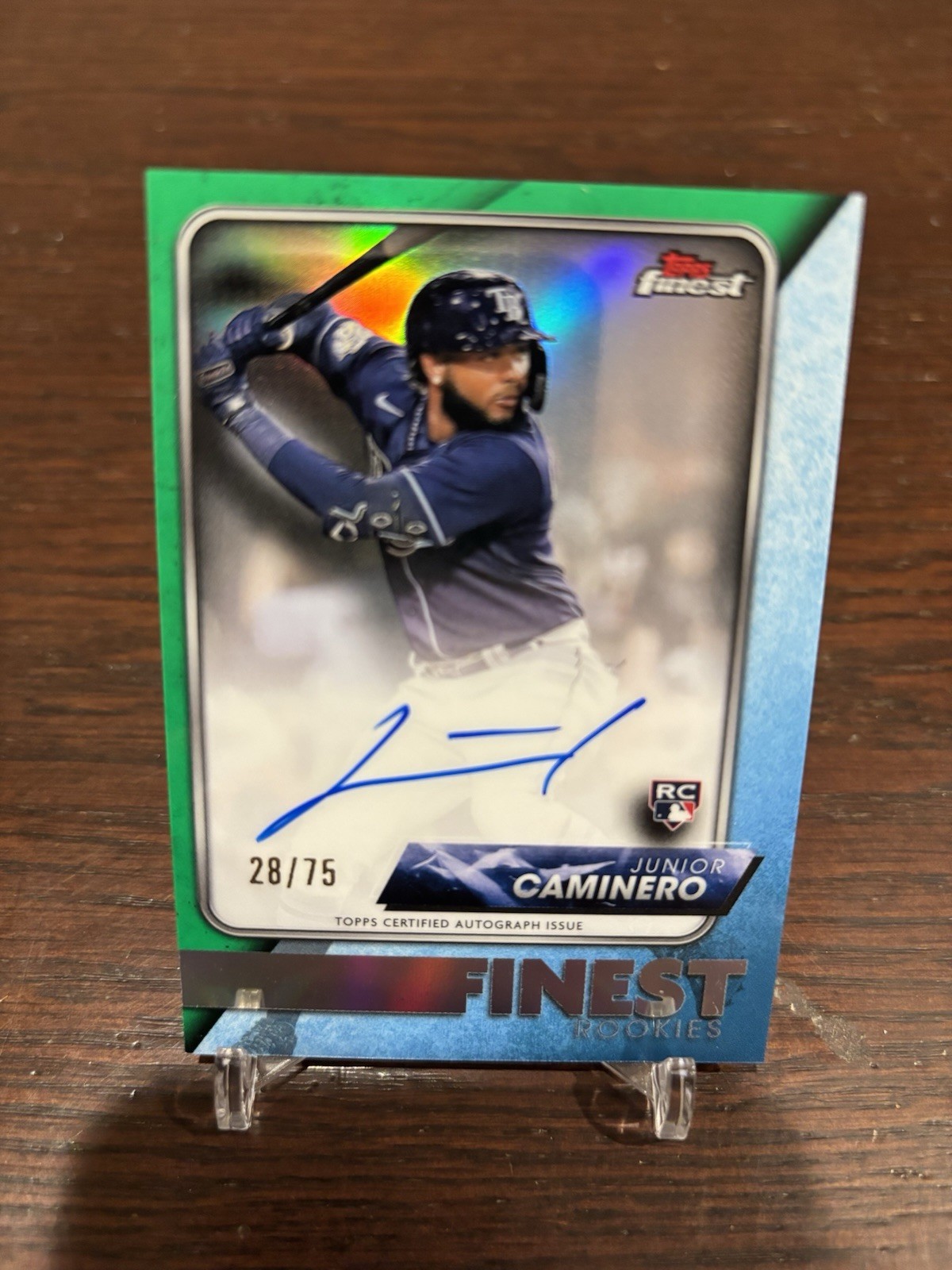 2024 Topps Finest Autograph Rookie Green Refractor /75 Junior Caminero Rays