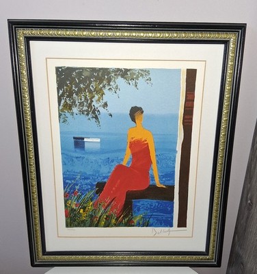 Sur Le Bord Bleu de L'eau Lithograp by Emile Bellet